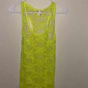 Sheer neon yellow tank